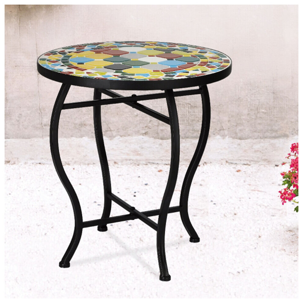 (Coloured Shapes) 40cm Mosaic Round Side Table Outdoor Patio Balcony-image-OPC-PGJH5FF-NEW