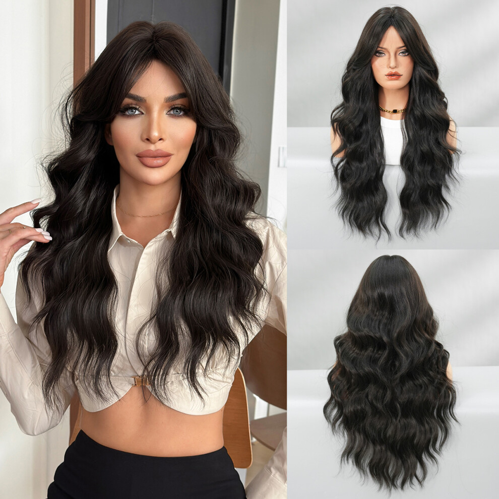 ((Model Features) Natural Black_67cm 26.37 inch) New wigs for women's daily black curly wigs with horoscopes high quality chemical fiber high temperat