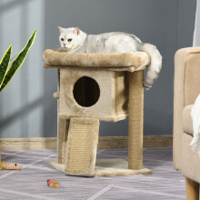 PawHut Cat Tree Tower Indoor with Cats Scratching Post Cat House, Coffee