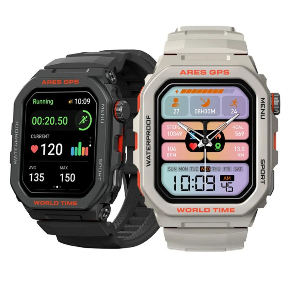 (Gold) GPS Rugged 1.75 inch HD 3 ATM Detailed Health and Wellness Insights bluetooth Calls Assistant Smart Watch
