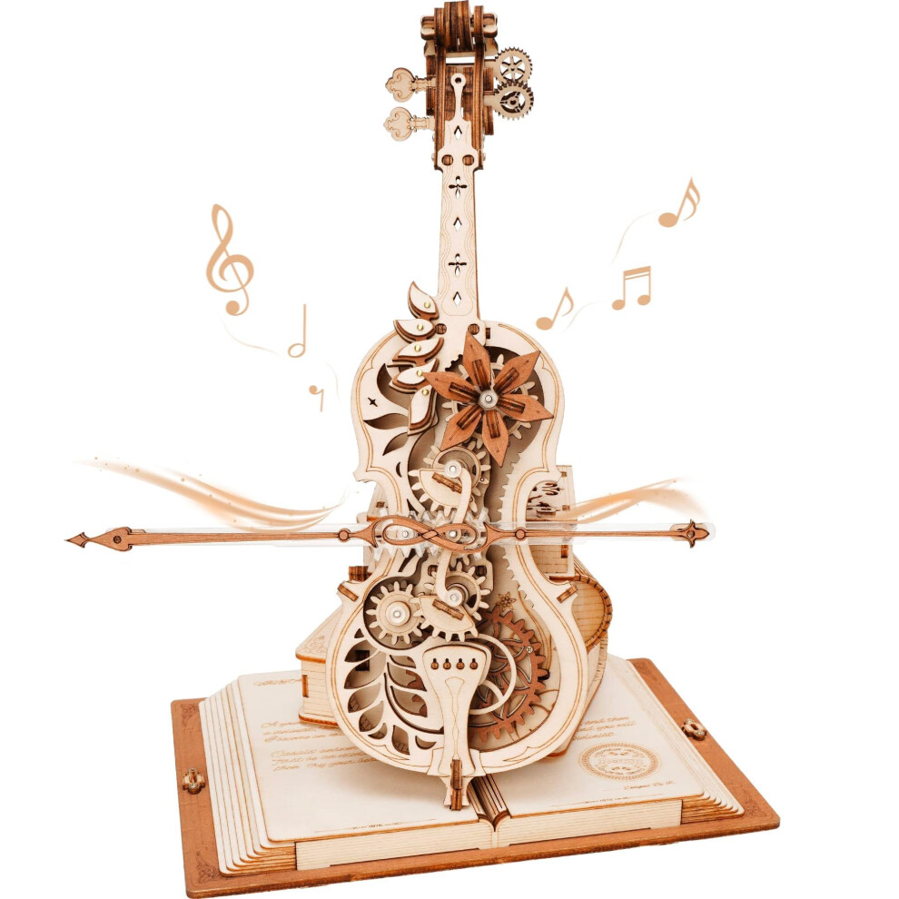 Photos - Jigsaw Puzzle / Mosaic Robotime 3D Wooden Puzzle Music Box - Magic Cello, Hand-Crank Mechanism, Nocturne Op.9 No.2 Tune, 199-Piece DIY Gift for Adu 