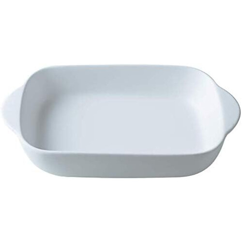 White Small Ceramics Rectangular Baking Dishes with Handle
