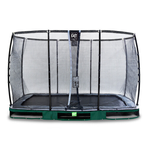 EXIT TOYS EXIT Elegant Premium Ground Trampoline 8x14ft with Deluxe Safety Net – Green 1