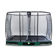 EXIT Elegant Premium Ground Trampoline 7x12ft with Deluxe Safety Net – Green