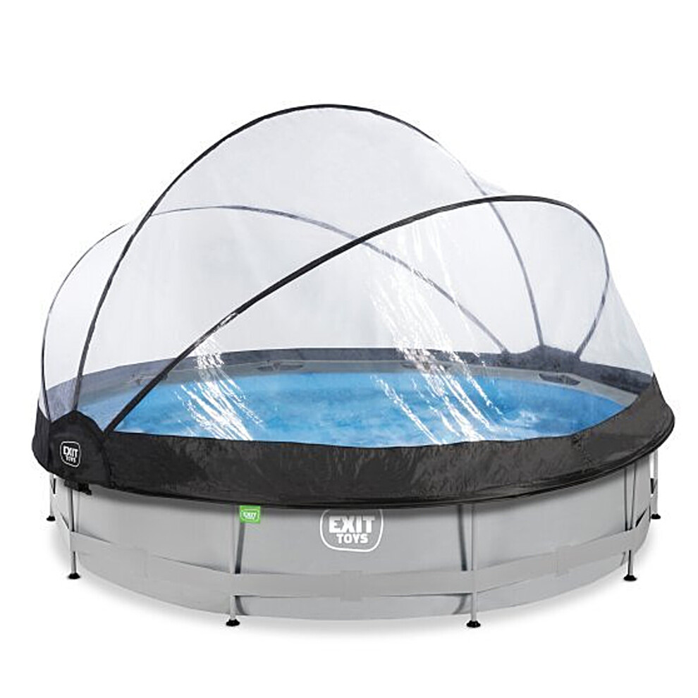 Exit Toys Exit Soft Pool 12Ft X 30In With Filter Pump And Dome - Grey