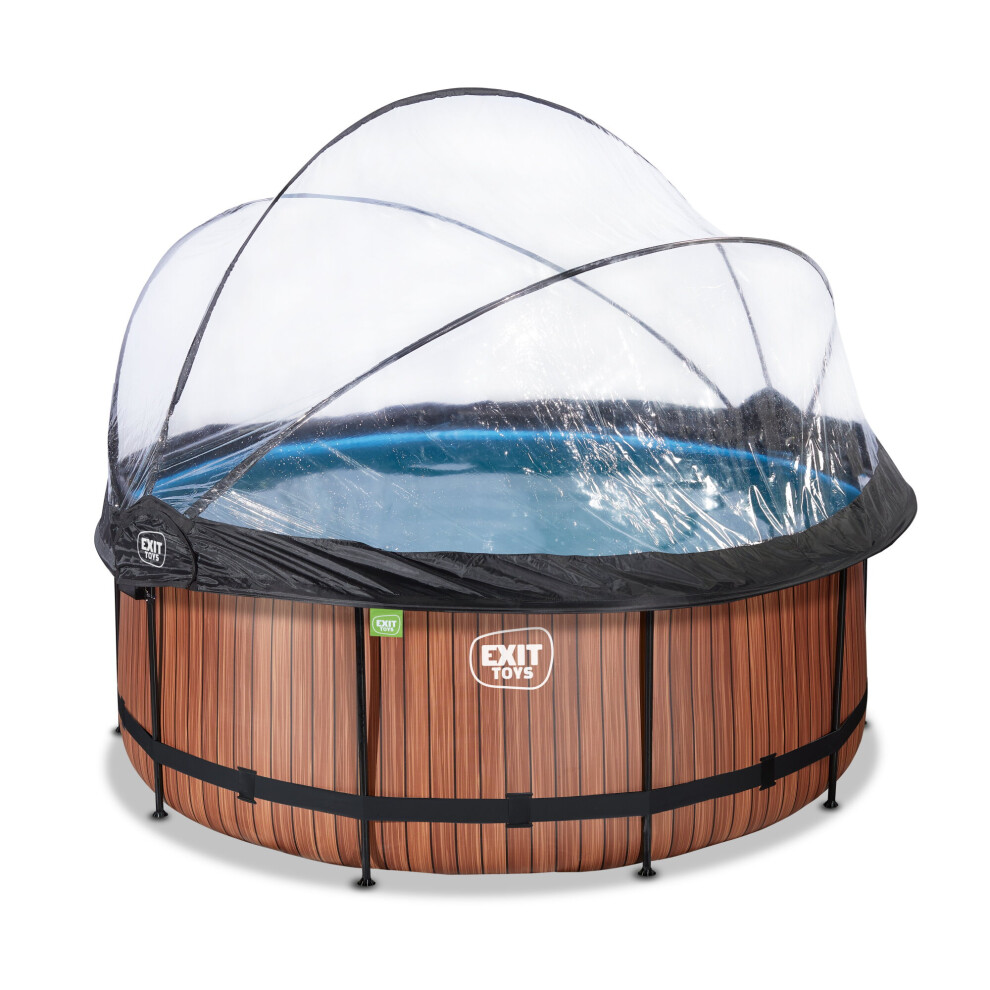Exit Toys Exit Wood Pool 12Ft X 48In With Sand Filter Pump And Dome – Brown