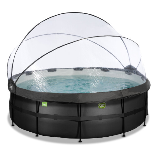 EXIT TOYS EXIT Black Leather Pool 14ft x 48in with Sand Filter Pump and Dome – Black 1