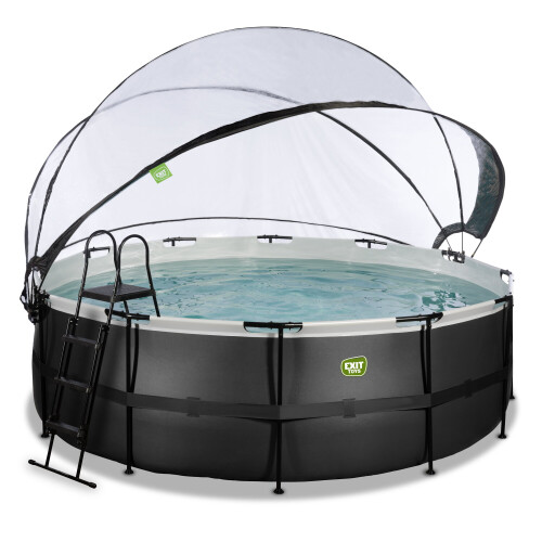 EXIT TOYS EXIT Black Leather Pool 14ft x 48in with Sand Filter Pump and Dome – Black 2