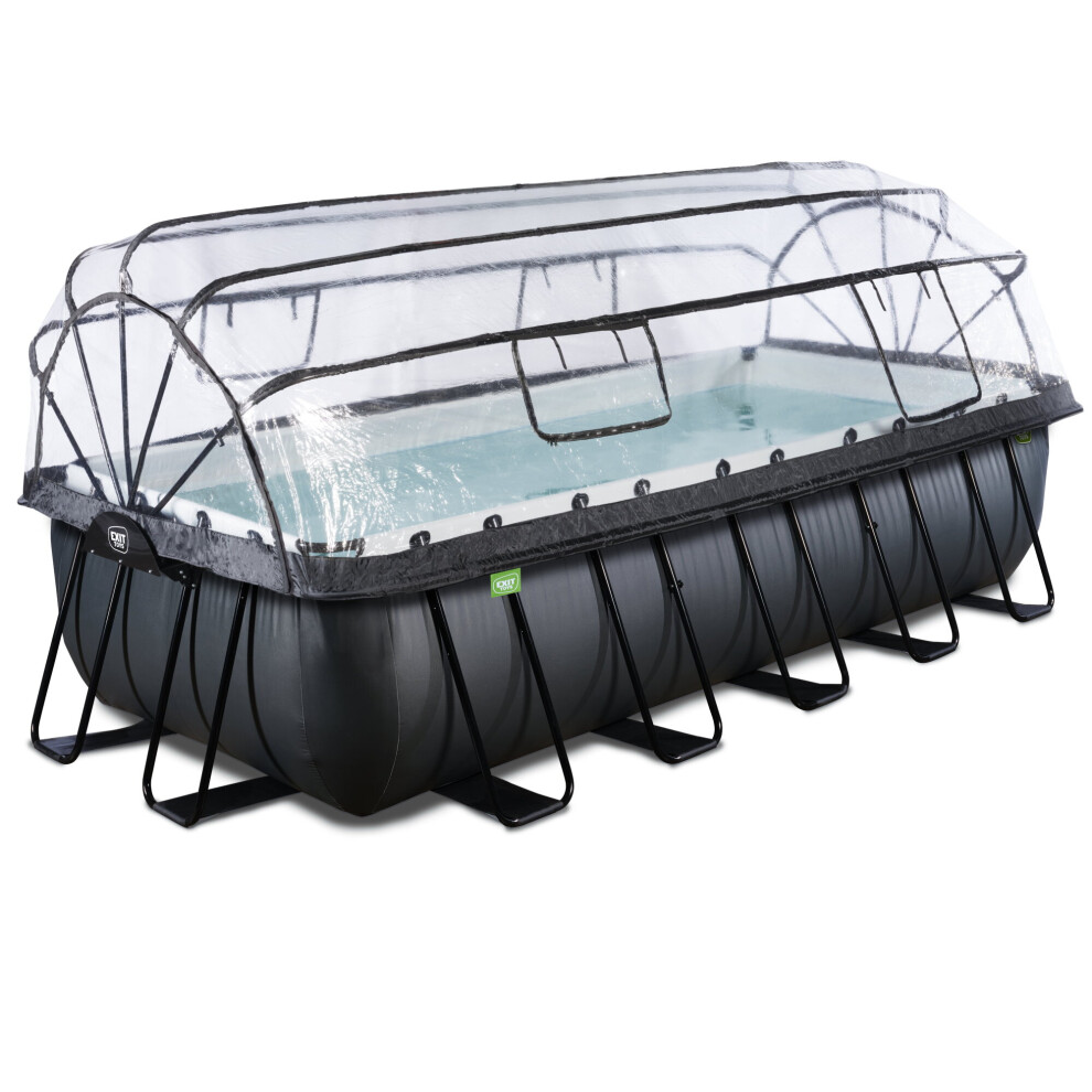 EXIT Black Leather pool 18ft x 8ft x 48in with sand filter pump and dome - black
