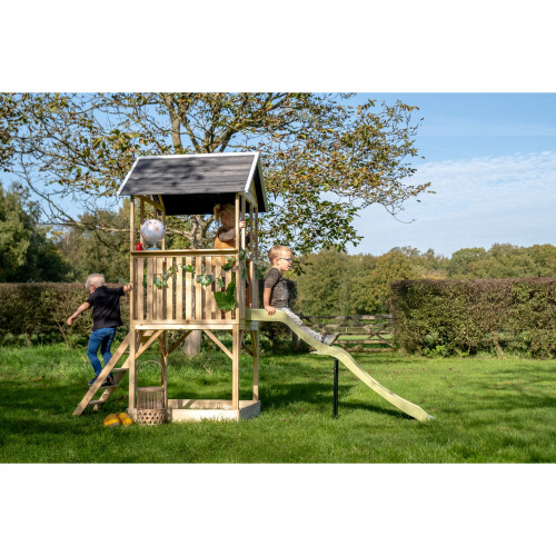 EXIT TOYS EXIT Panorama 500 wooden playhouse with slide and sandpit 2