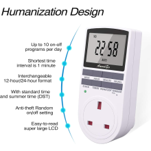 Awootsv Digital Timer Plug Socket with LCD Display 24 Hours/Weekly