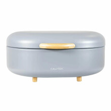 CALITEK Bread Bin with Bamboo Feet Carbon Steel Grey