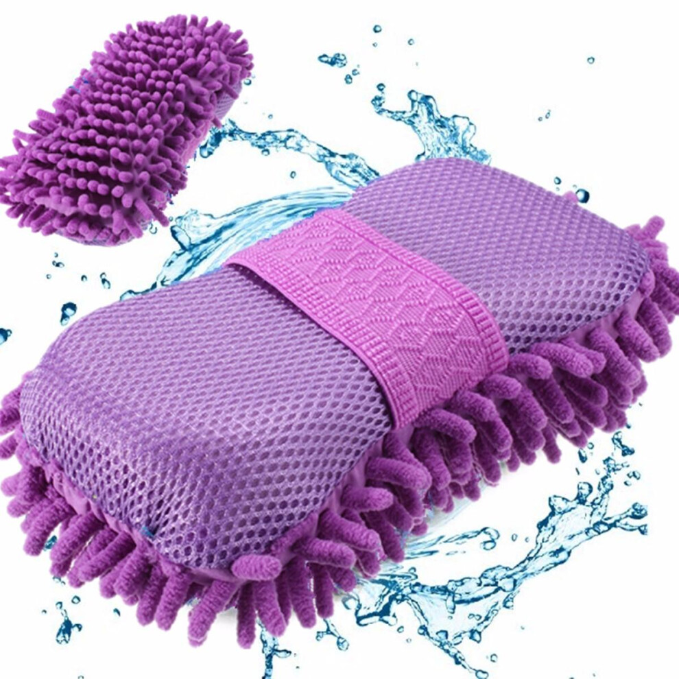 Car Hot Microfiber Chenille Anthozoan Cleaning Sponge Soft Towel Cloth Wash Gloves Purple/Coral 4250937603942