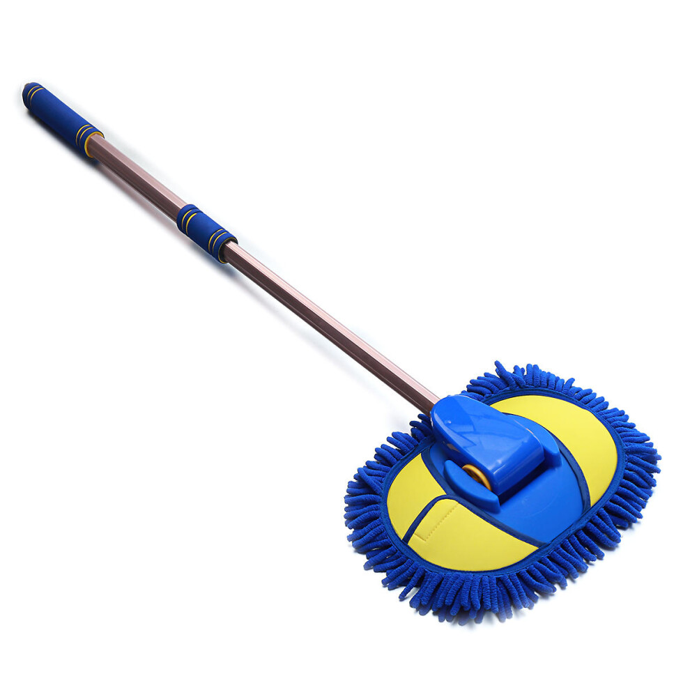 Adjustable Telescopic Wash Chenille Mop Wiping Soft Cleaning Brush Tool Blue/Yellow 4250937604161