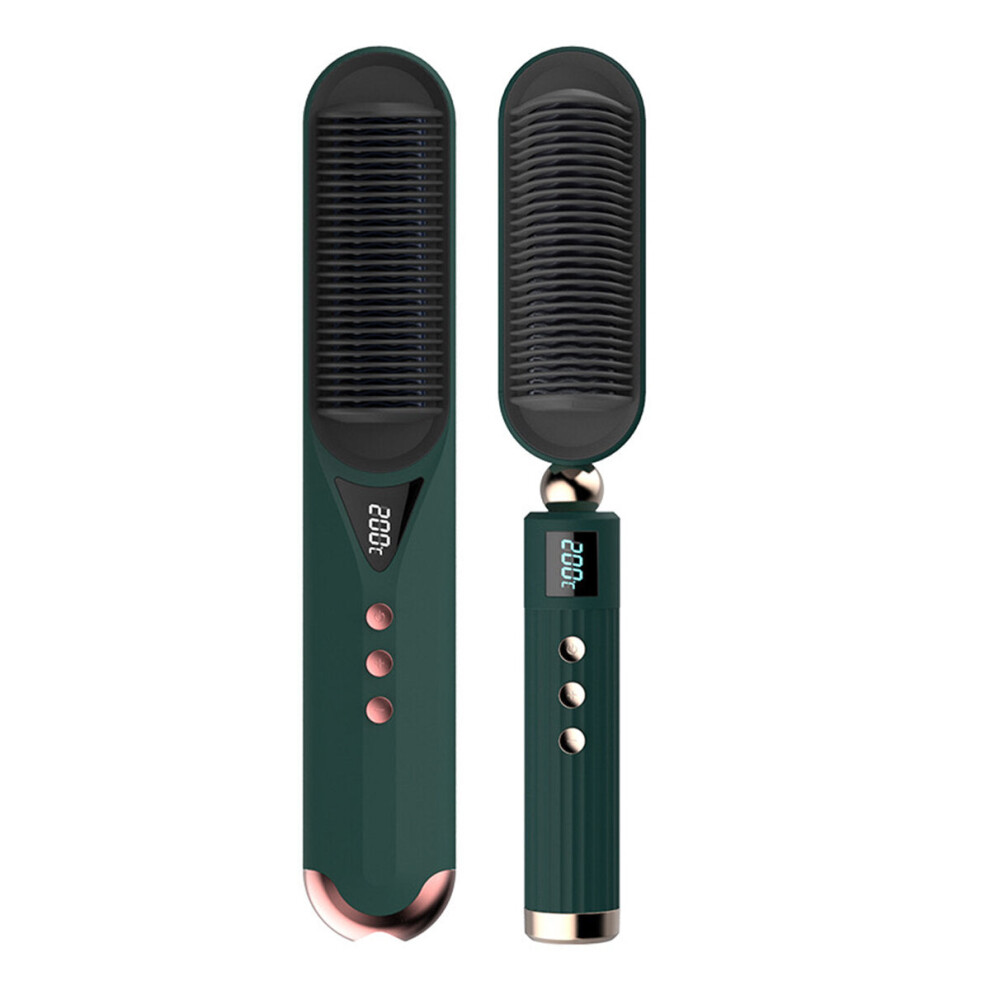 Greenzech Unisex (Eu Plug, Round) Multifunctional Hair Comb Curling Iron Hair Volumize Flatten Side And Straighten Hair Curler Show Cap Quick Hair Styler