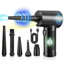 51,000RPM Cordless Electric Air Duster - Handheld Dust Blower for Keyboard/PC Cleaning with Brush | Rechargeable & Portable