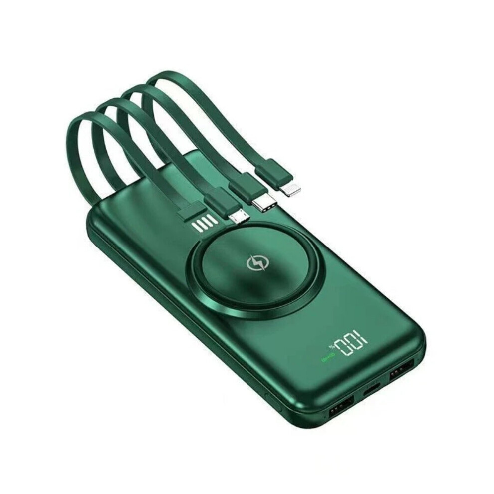 (20000mAh, Green) Wireless Fast Charging Power Bank: Digital Display, Built-in Cables for iPhone 14 Pro Max, Samsung Galaxy Z Fold4, Xiaomi 13 Pro