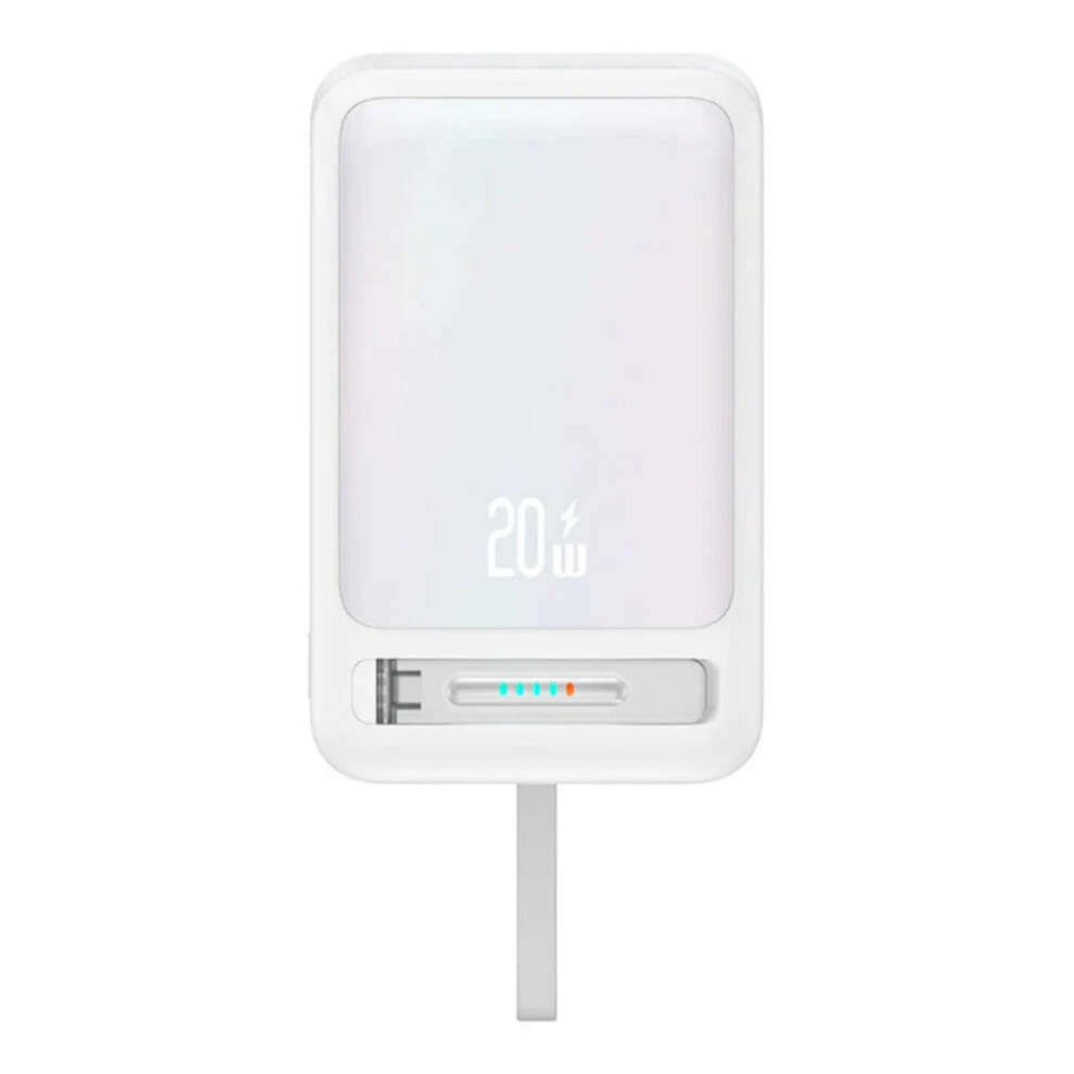 (White) 10000mAh 22.5W Power Bank with Digital Display & Cable for iPhone, iPad, Hui