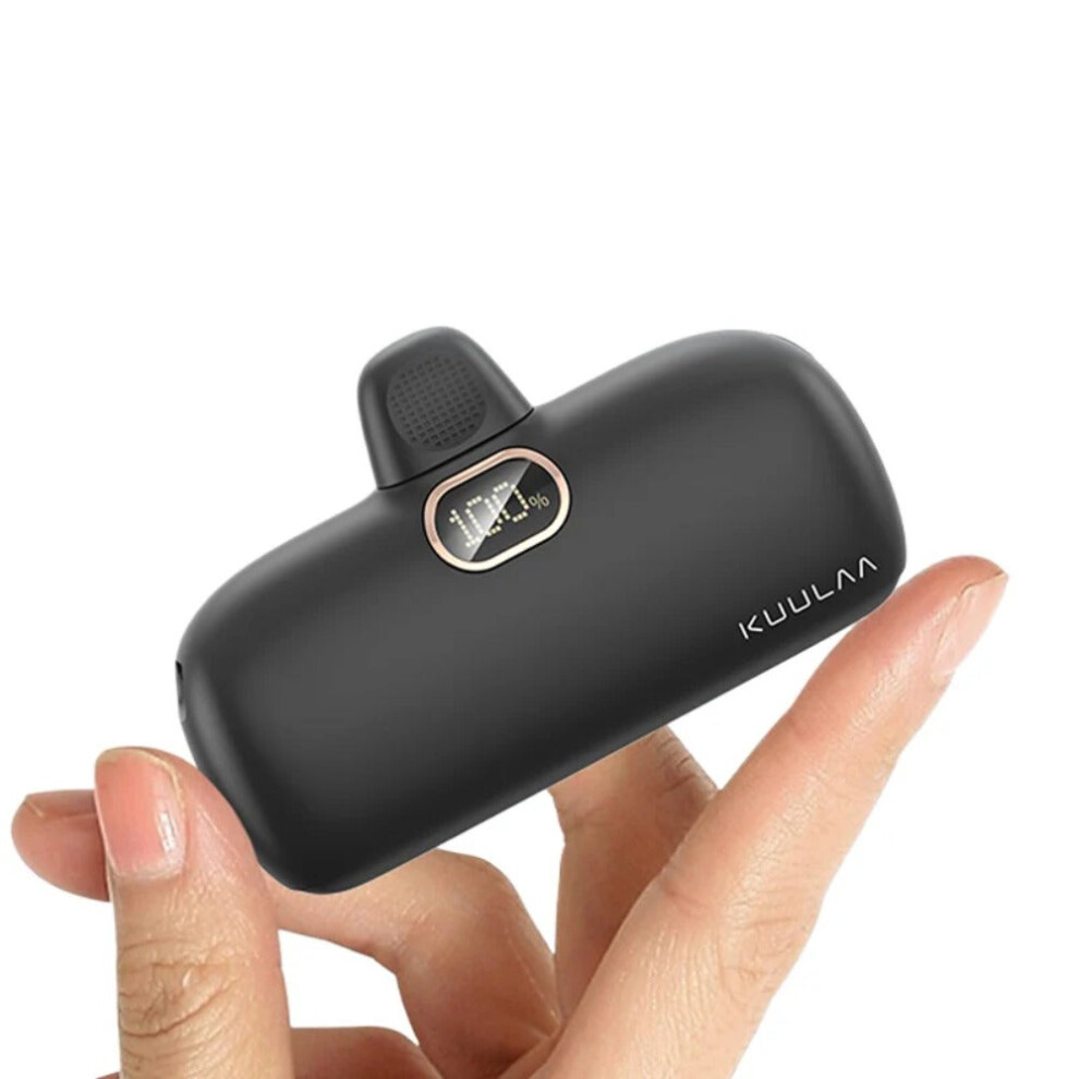 (Type-C Black) Mini Power Bank 5000mAh QC PD Fast Charger for iPhone 15 14 13 Samsung