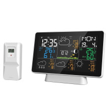 (EU Plug) Wifi Wireless Weather Station Alarm Clock With 7.5 Inch Display / Atomic Clock / Weather Forecast / Outdoor Thermometer / Air Pressure / Moon Phase