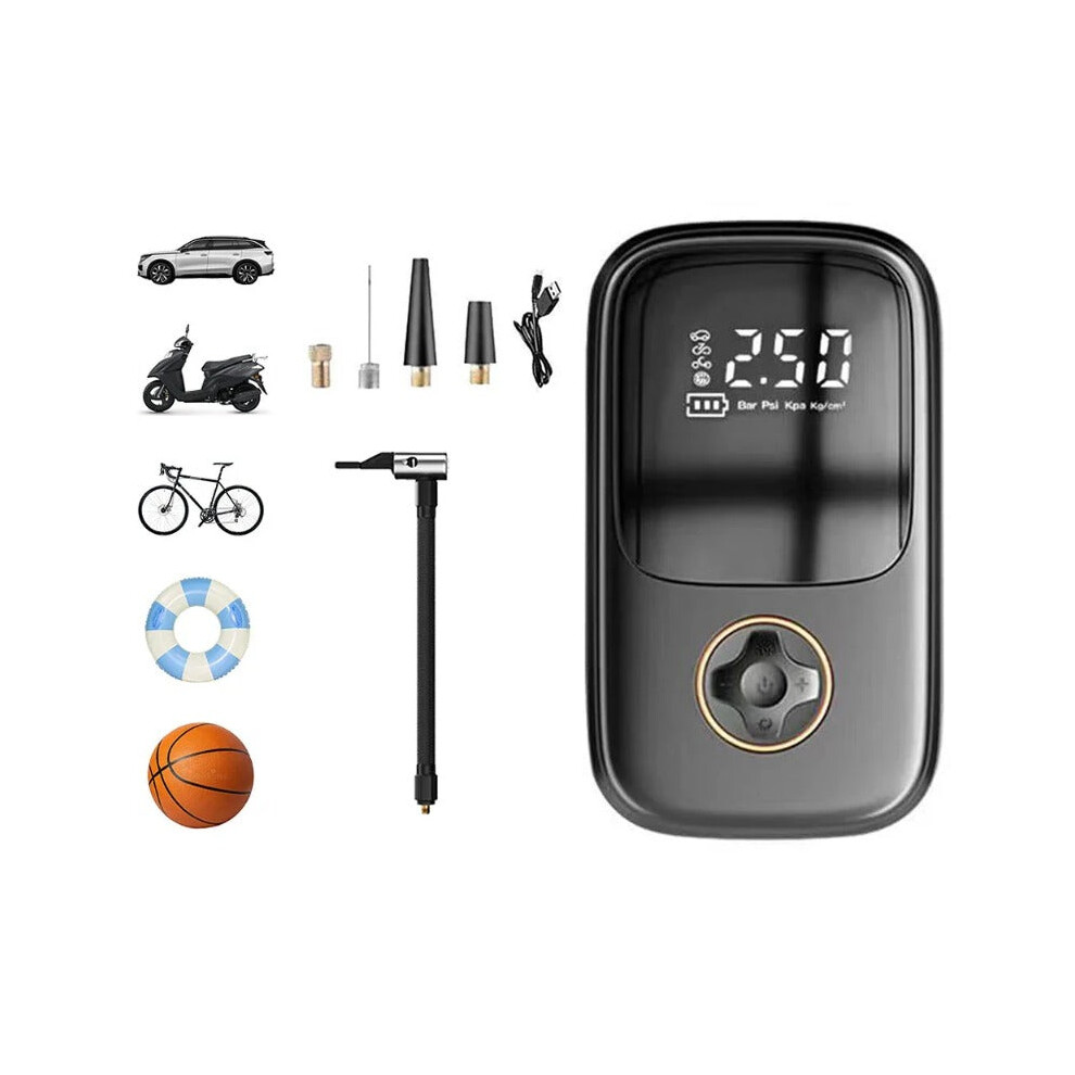 120W Portable Wireless Air Pump 1800mAh Battery 4 Inflation Modes Type-C Rechargeable Mini Power Bank Bike Pump for Bicycle Car Motorbike Football