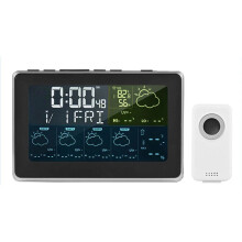 (Weather Station) WiFi Weather Station Alarm Clock - Wireless Indoor/Outdoor Thermometer, Works with Tuya/Smart Life, 12/24H, Date/Week Display