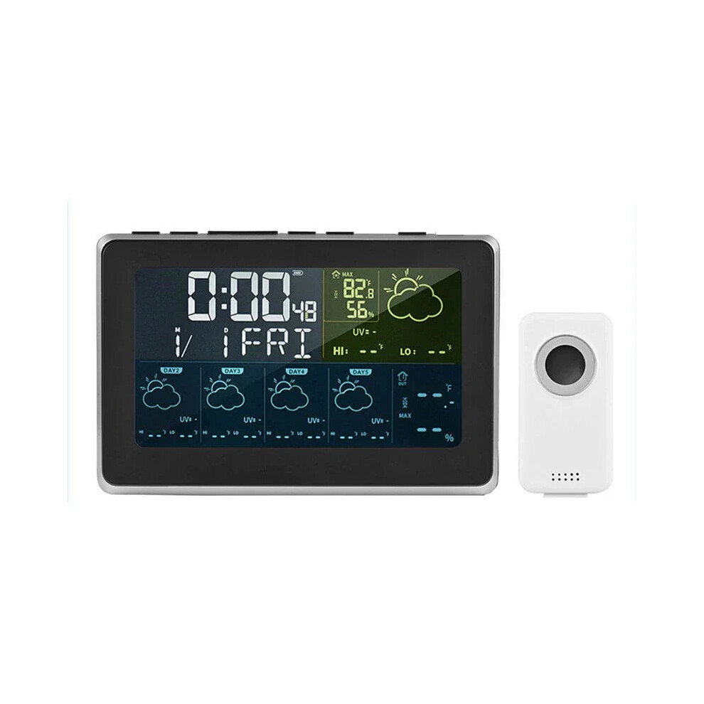 (Only Sensor) WiFi Weather Station Alarm Clock - Wireless Indoor/Outdoor Thermometer, Works with Tuya/Smart Life, 12/24H, Date/Week Display
