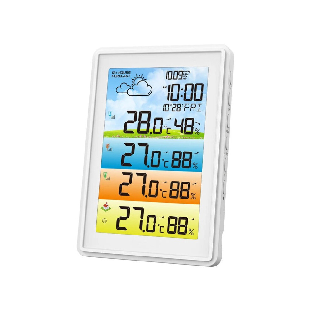(Black, EU Plug) 3 Sensors Weather Station Wireless Indoor Outdoor Thermometer with Alarm Clock / Calendar / Weather Forecast