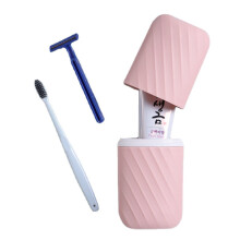 (Pink) Travel Toothbrush Case and Portable Business Trips Wash Cup Holder Organizer for Trips and Daily Use