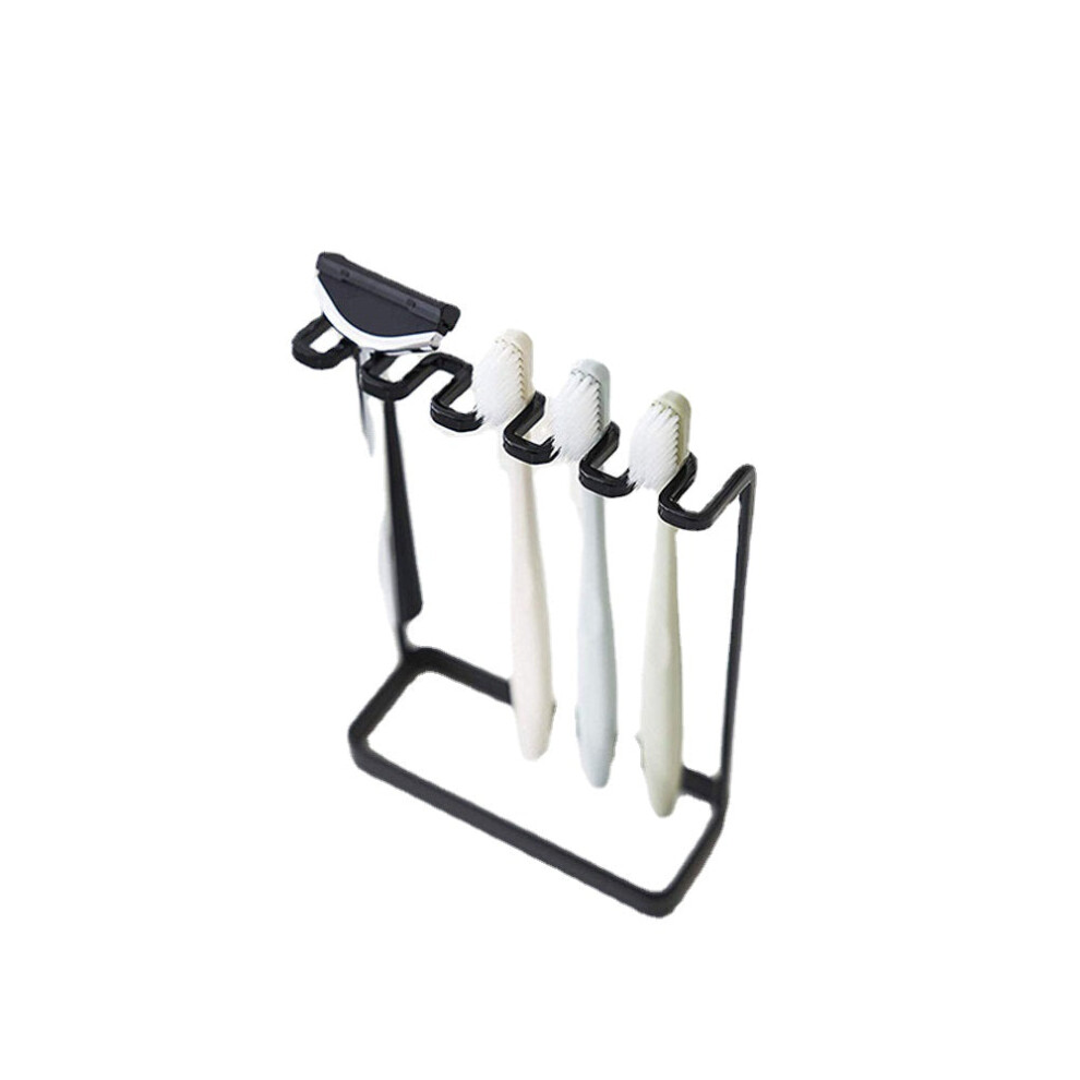(White) Multifunctional Metal Toothbrush Holder Bathroom Shelf for Store Toothbrush Shaver Countertop Storage Organizer Rack Hanger