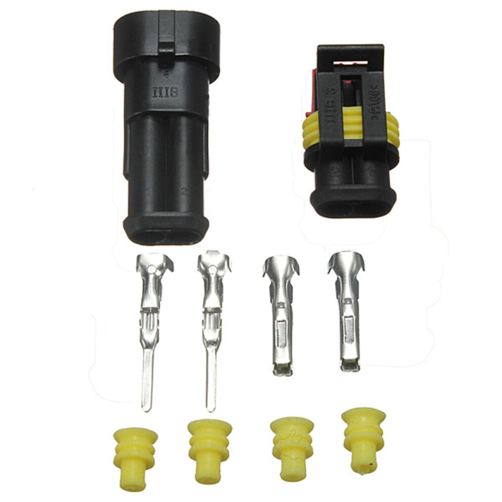 Car Part 2 Pin Way Sealed Waterproof Electrical Wire Connector Plug Black 4250937561860