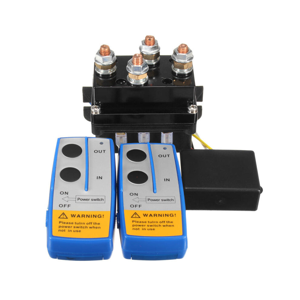 12V 500Amp HD Electric Capstan Contactor Winch Control Solenoid Twin Wireless Remote Recovery 4x4