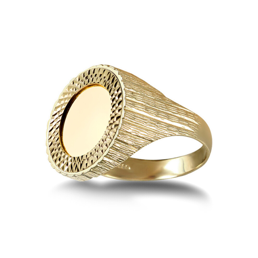 (Q) Jewelco London 9ct Gold Tree Barked Quarter Sovereign Coin Mount Ring - Gold-plated Silver Cup - JRN183-Q