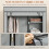 Homcom HOMCOM Fabric Wardrobe w/ Shelves Hanging Rail Foldable Closets Light Grey 5