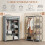 Homcom HOMCOM Fabric Wardrobe w/ Shelves Hanging Rail Foldable Closets Light Grey 4
