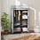 Homcom HOMCOM Fabric Wardrobe w/ Shelves Hanging Rail Foldable Closets Light Grey 7