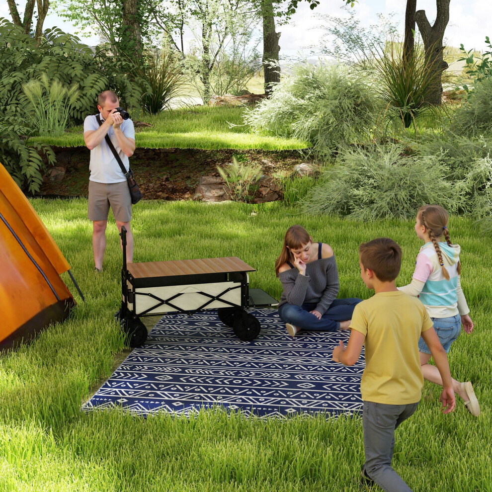 Outsunny 1.8 x 2.7m Reversible Outdoor RV Rug, Geometric, Blue and White-image-OPC-PFZZS2K-NEW