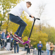 (Purple) HOMCOM Stunt Scooter Entry Level Tricks Scooter for 14+ Beginners