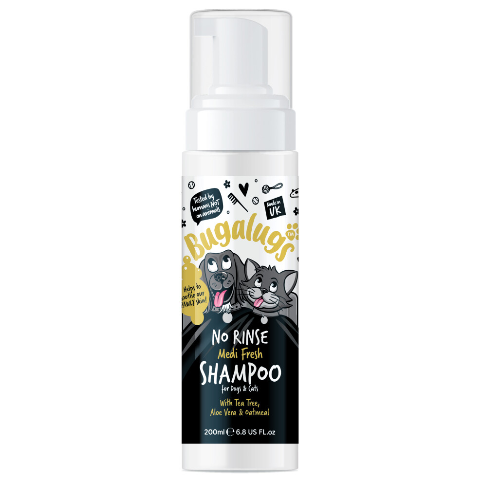Bugalugs Dog & Cat Shampoo Itchy Skin, Medi Fresh Natural Safe Sensitive Formula