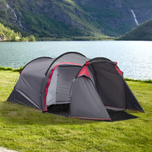Outsunny 3-Person Tent with 2-Room Design, Front Porch, Rainfly, Weather-Resistant - A20-173CG