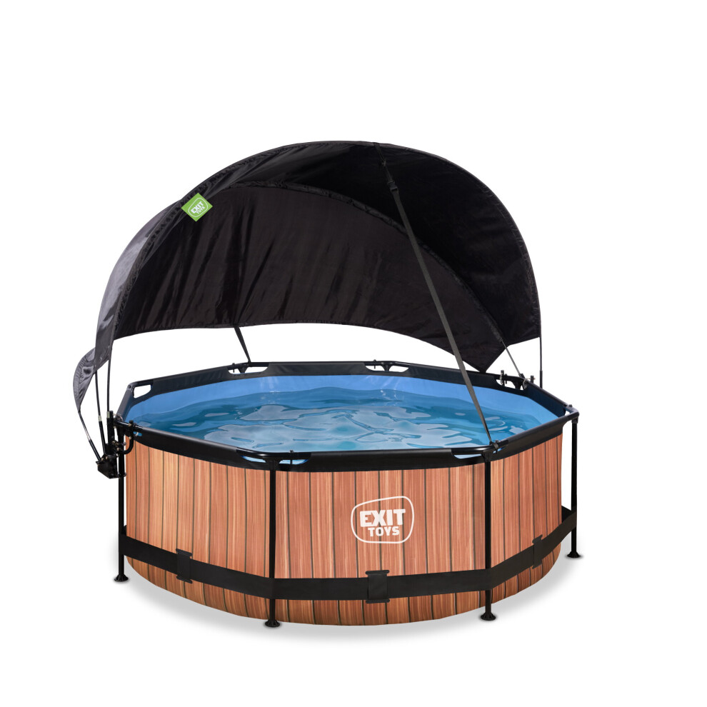Exit Toys Exit Wood Pool 8Ft X 30In With Filter Pump And Canopy - Brown