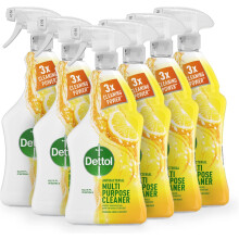 Dettol Antibacterial Multi-Surface Cleaner Spray Lemon & Lime 6 x 1L (Total 6L) - Kills 99.9% of Bacteria, 3x Cleaning Power