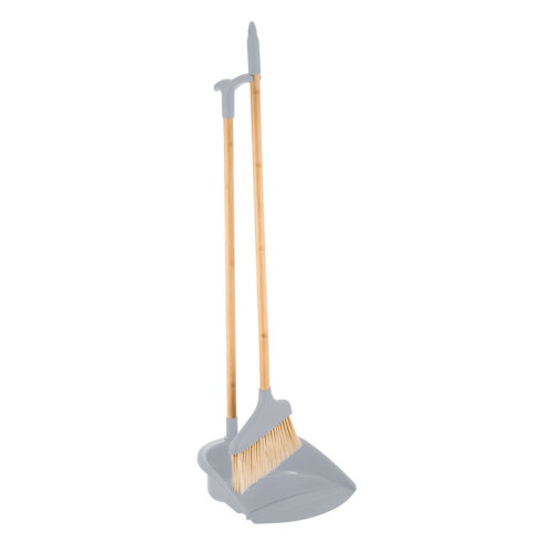 URBN Living (Grey) Long Handled Bamboo Floor Pan & Broom Sweeper 73cm 2