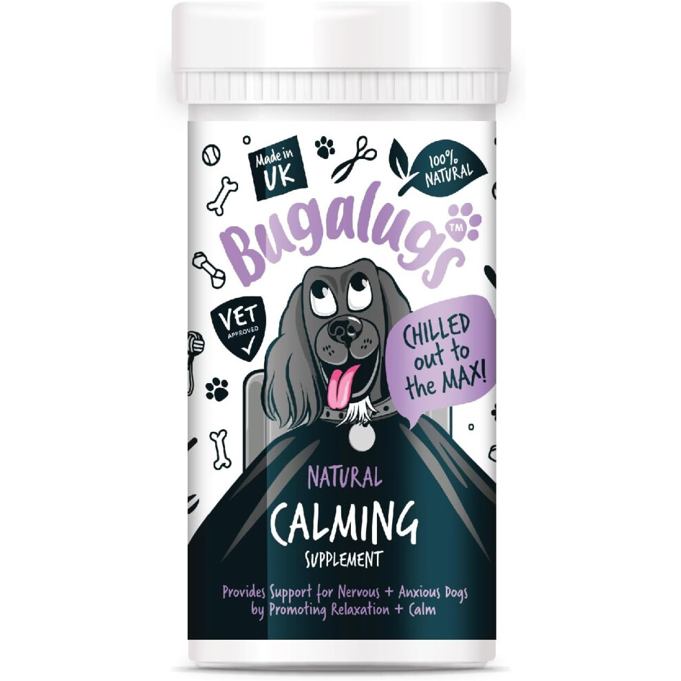 BUGALUGS Dog Calming Products - Perfect Remedy for Dog Anxiety relied - Easy to Use Powder, No Tablets, Spray or Plug in Needed (80g)