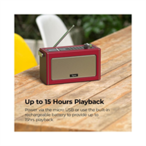 i-box Epoca Portable DAB Radio With Bluetooth - Cherry Red 2