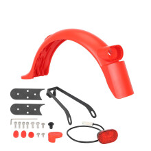 Red rear fender kit with light, metal bracket and hook for M365 Pro/Pro2 scooter