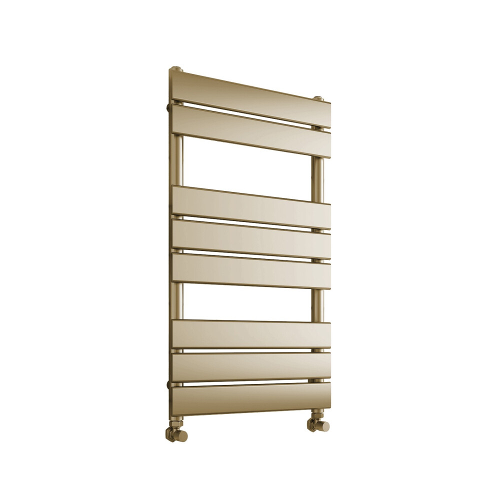 (Brushed Brass, 500Mm W X 800Mm H) Richmond Heated Towel Rail Black / Brushed Brass Flat Panel Bathroom Towel Radiator 615625586343