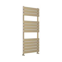 (Brushed Brass, 500mm W x 1200mm H) Richmond Heated Towel Rail Black / Brushed Brass Flat Panel Bathroom Towel Radiator