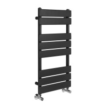 (Black, 500mm W x 800mm H) Richmond Heated Towel Rail Black / Brushed Brass Flat Panel Bathroom Towel Radiator