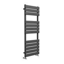 (Black, 500mm W x 1200mm H) Richmond Heated Towel Rail Black / Brushed Brass Flat Panel Bathroom Towel Radiator